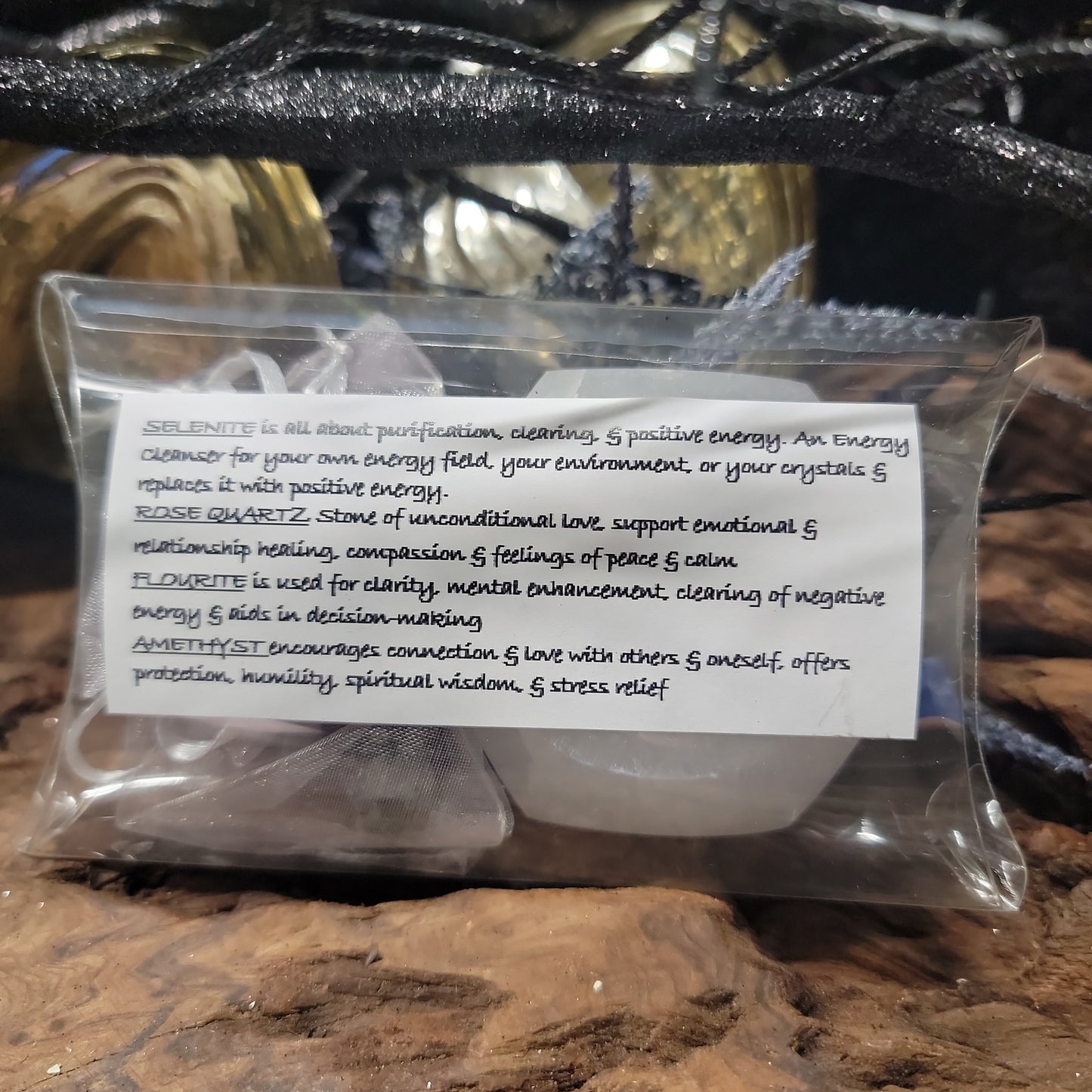 Selenite Self-Love Bowl Set β Rose Quartz, Amethyst & Fluorite