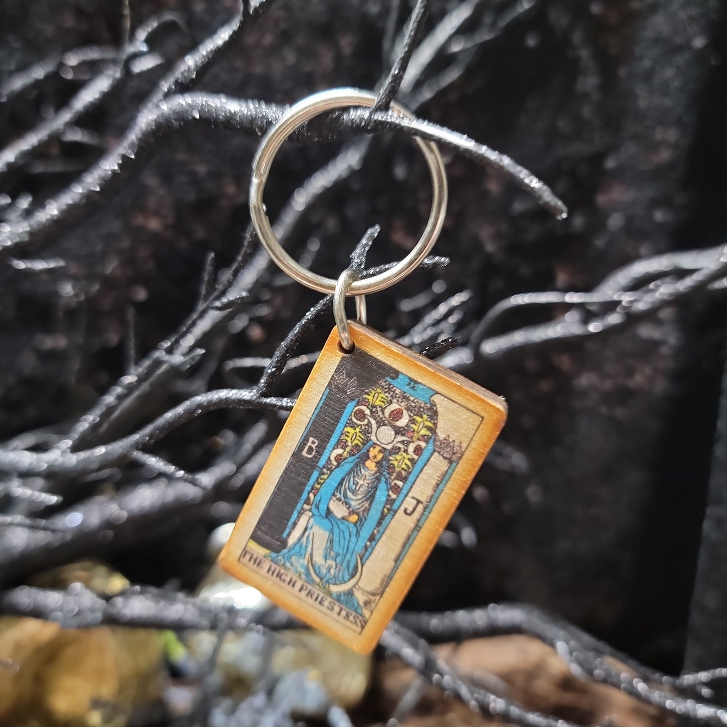 High Priestess or The Empress Tarot Card Keychain – 2" Wooden Witchy Keyring