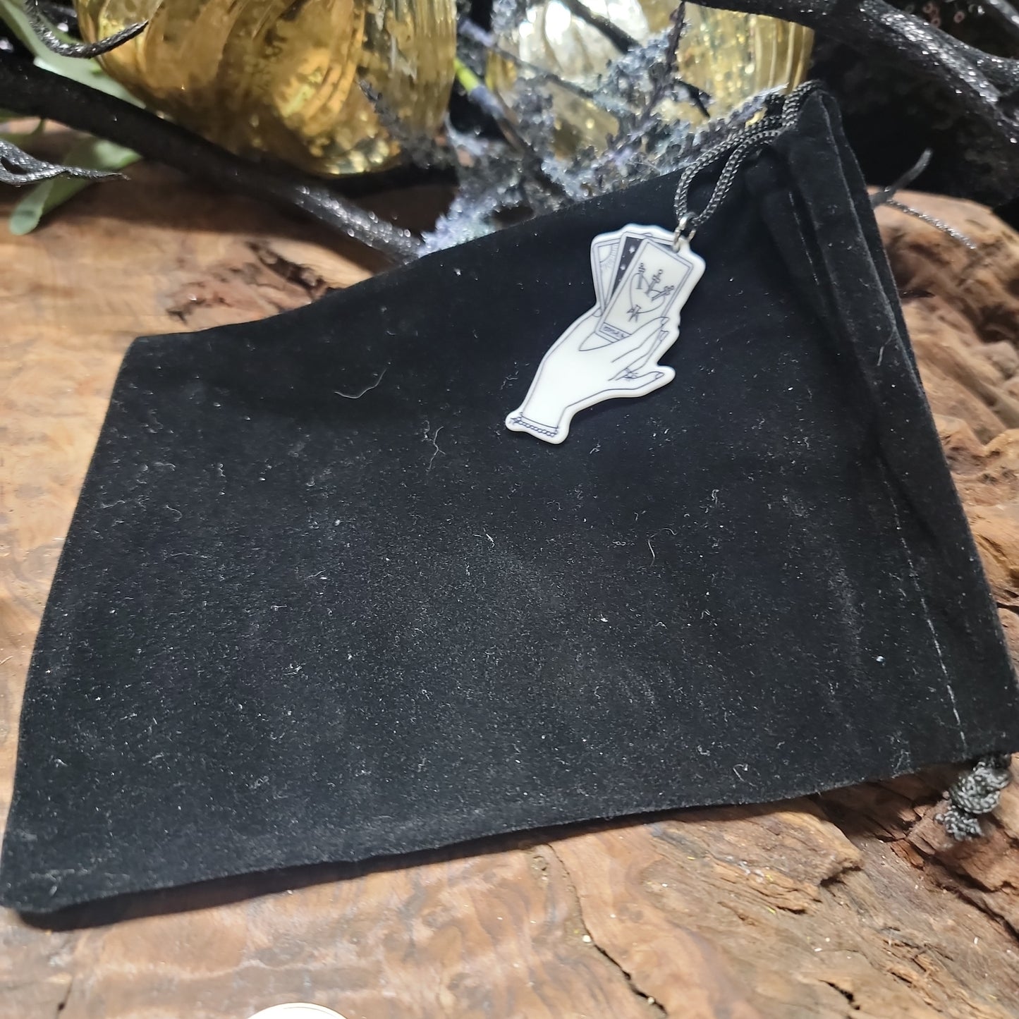 Charmed Black Velveteen Tarot Bag – 7" x 5" Crystal & Card Pouch
