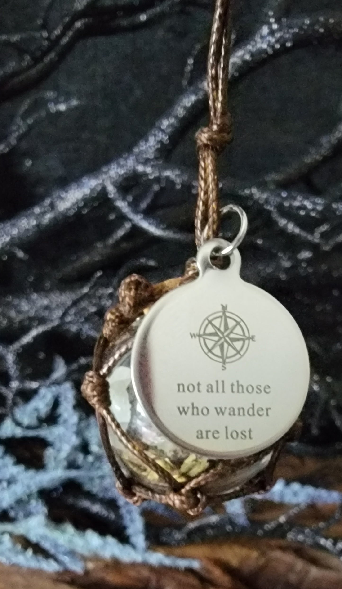 Macrame Spelled Travel Protection Rear View Mirror Charm – Handmade Car Amulet with Crystals & Herbs