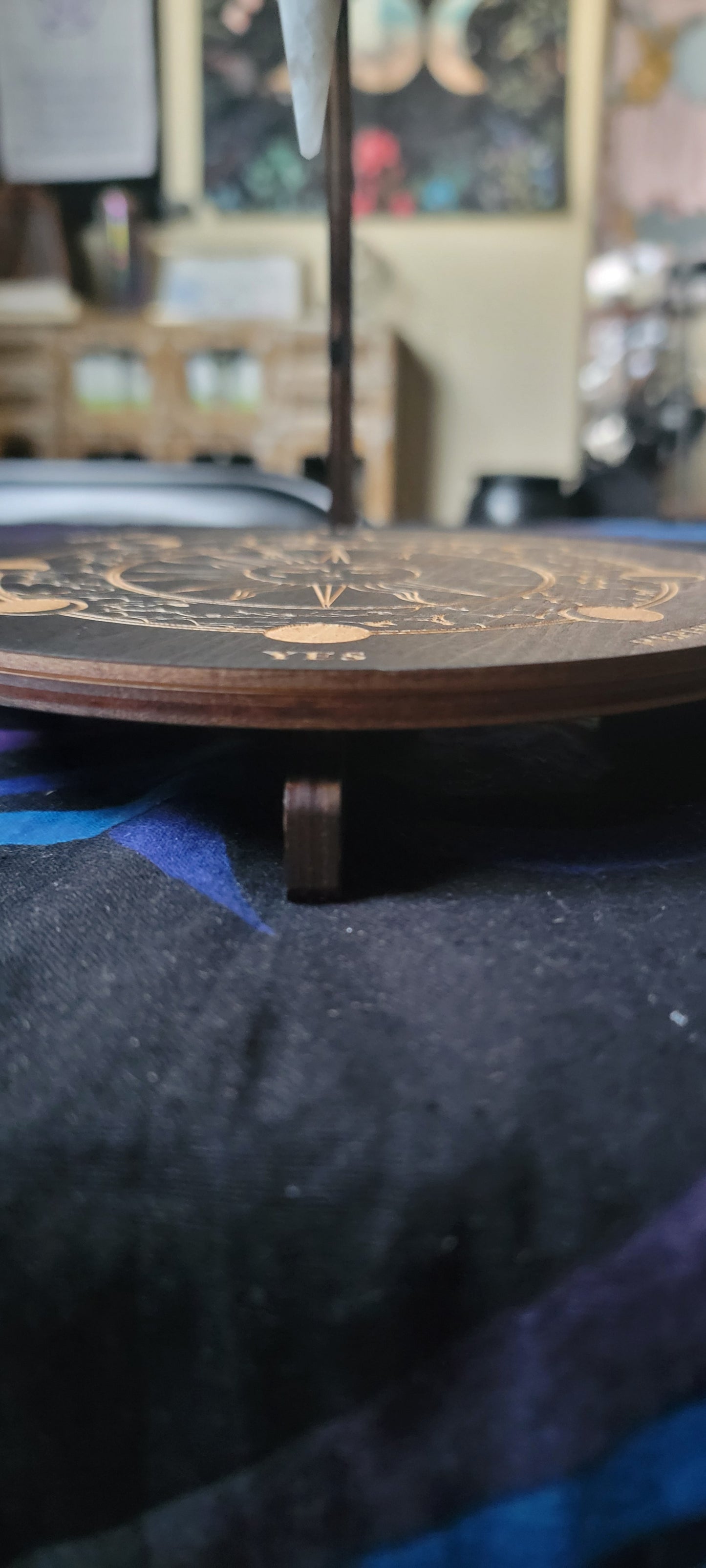 Sun & Lunar Phase Wooden Pendulum Stand – Witchy Divination Display