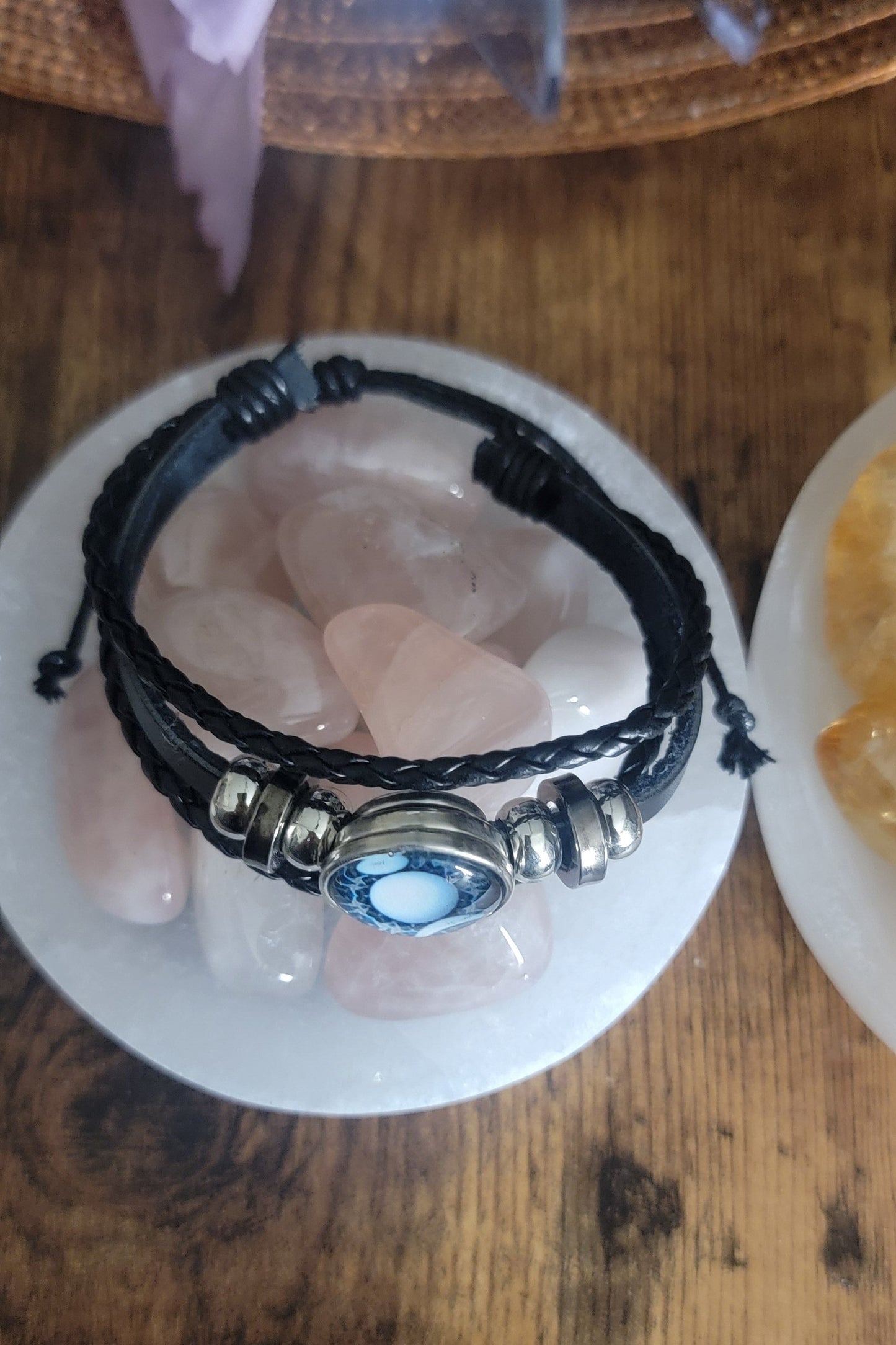 Triple Moon Goddess Bracelet – Three Cord Adjustable Pagan Wiccan Jewelry