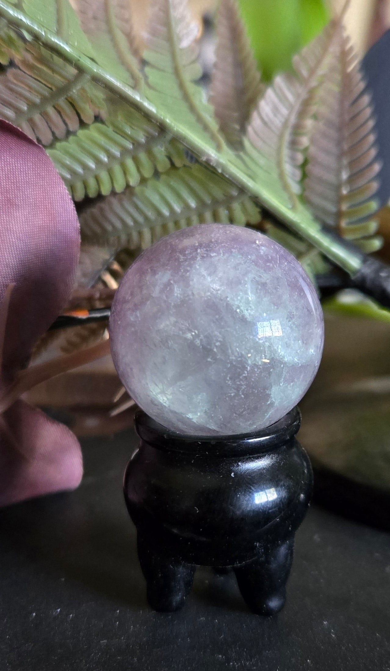 Cauldron Crystal Sphere Holder – Wiccan Stand for Scrying Ball or Energy Work