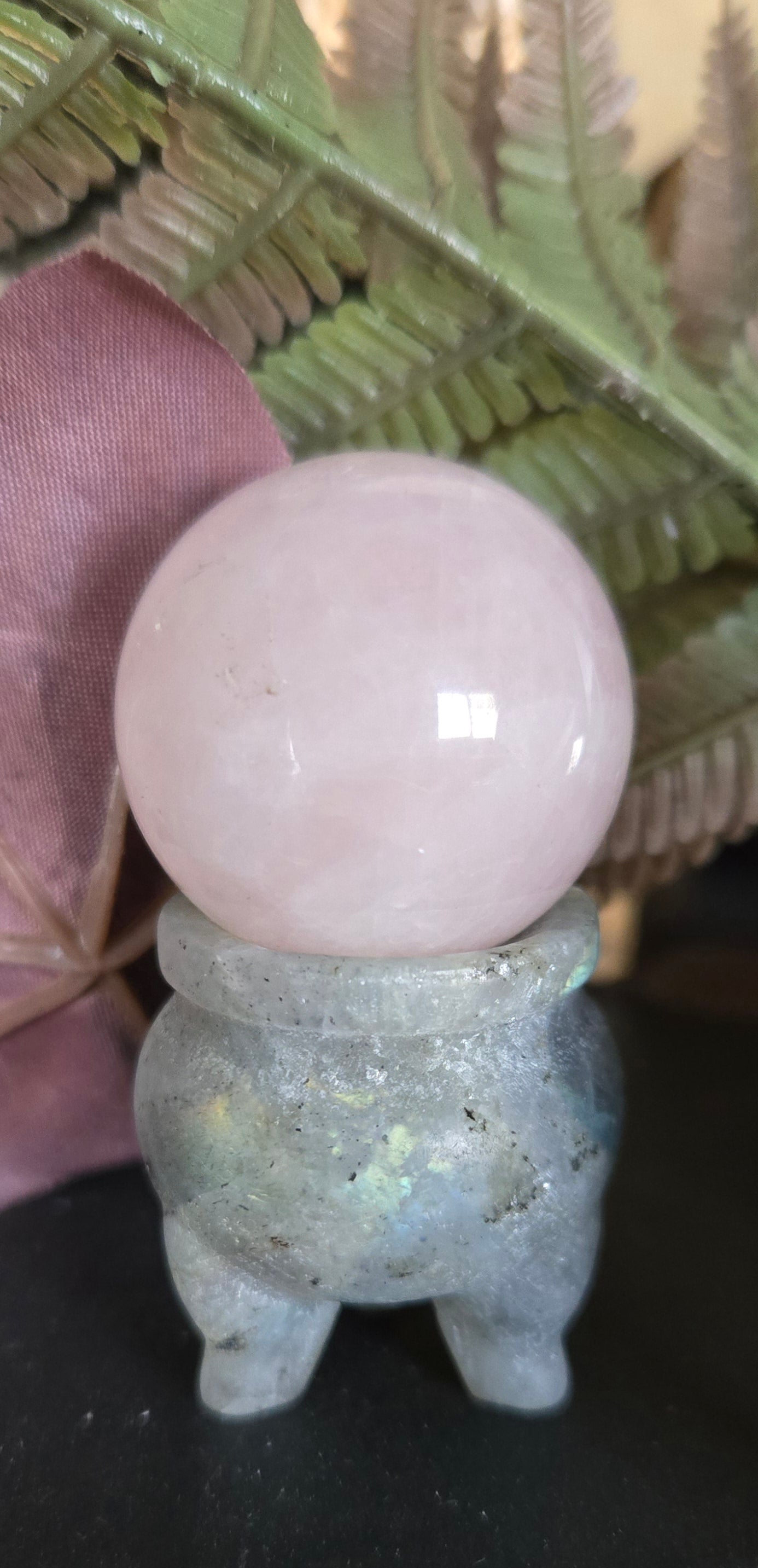 Cauldron Crystal Sphere Holder – Wiccan Stand for Scrying Ball or Energy Work