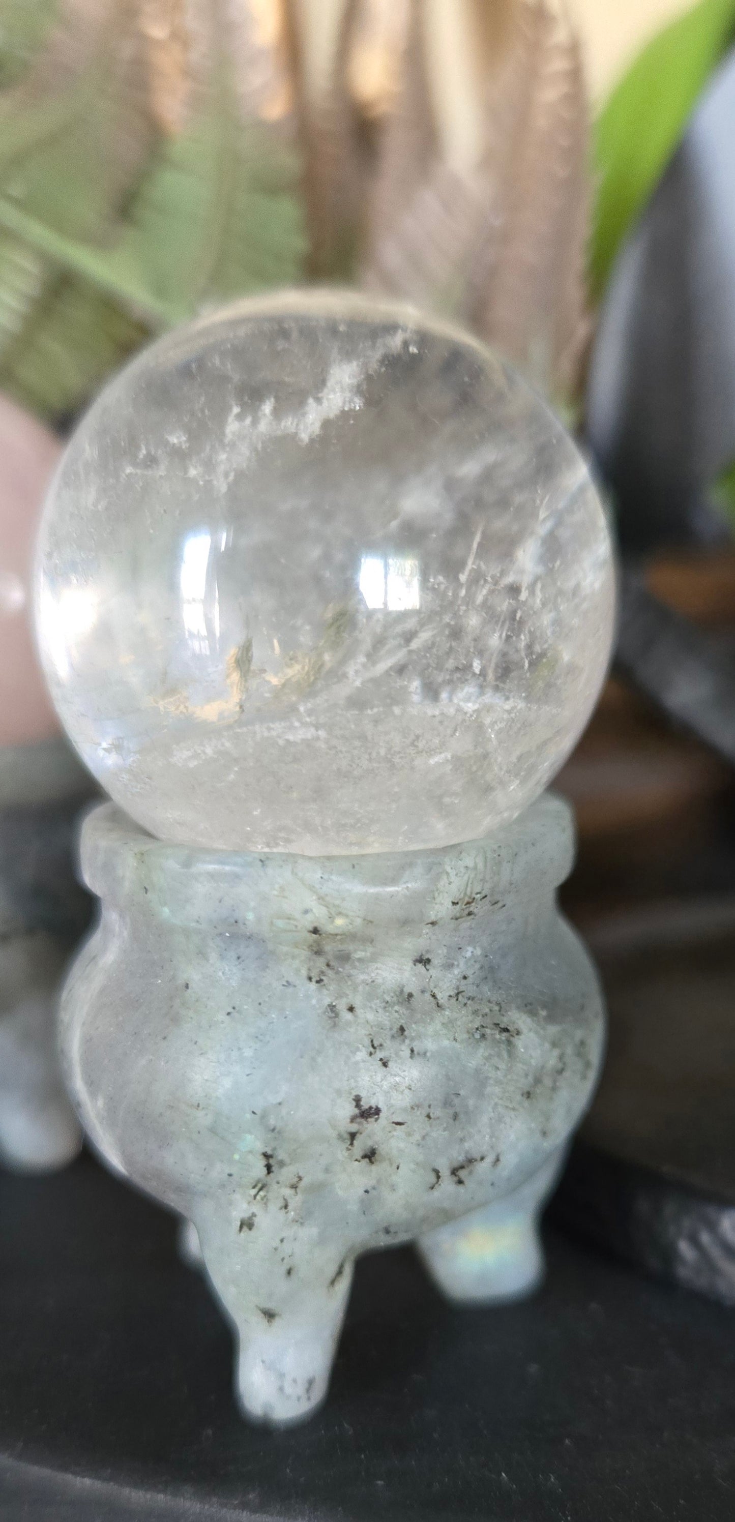 Cauldron Crystal Sphere Holder – Wiccan Stand for Scrying Ball or Energy Work