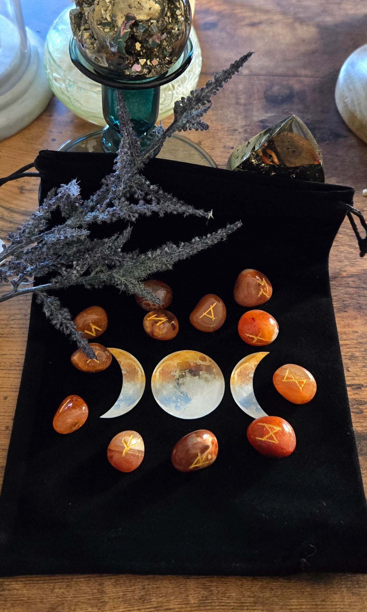 Carnelian Crystal Runes Set -Crystal Rune Stones for Courage & Divination