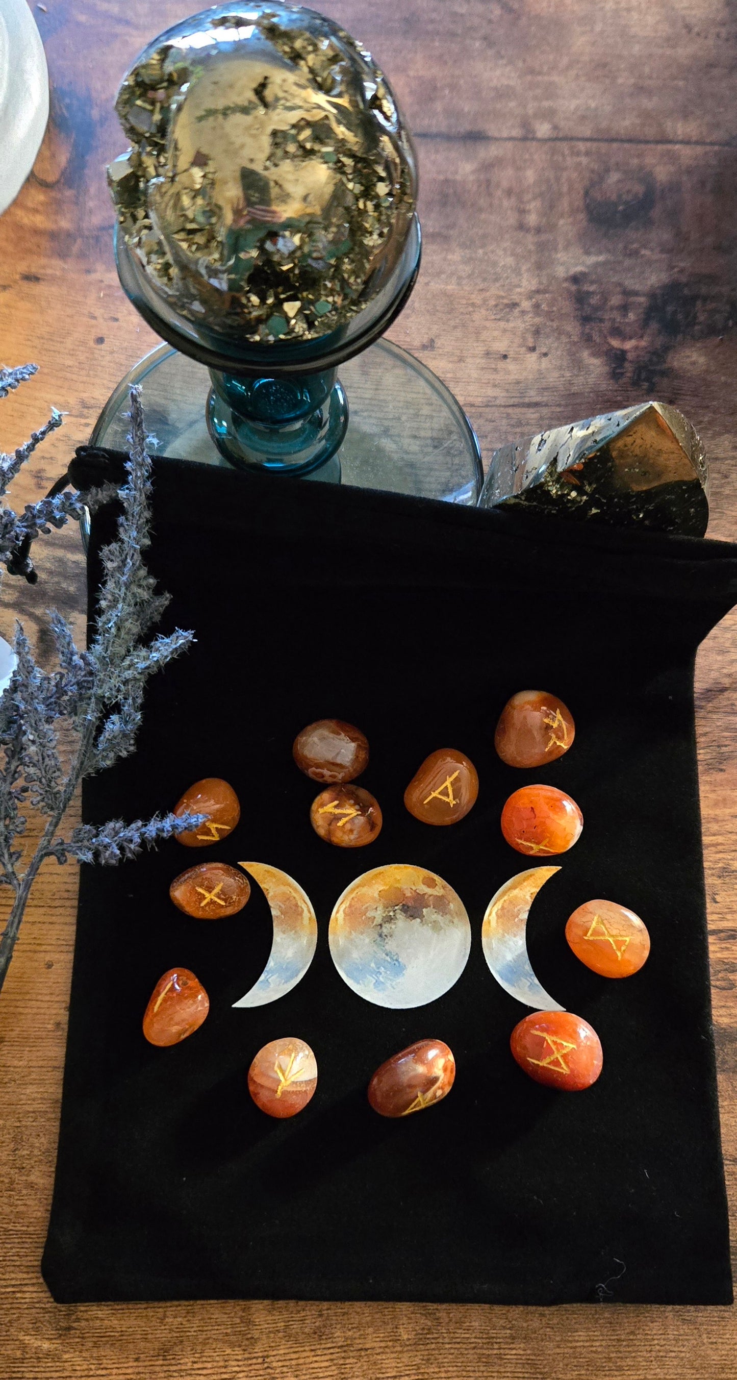 Carnelian Crystal Runes Set -Crystal Rune Stones for Courage & Divination