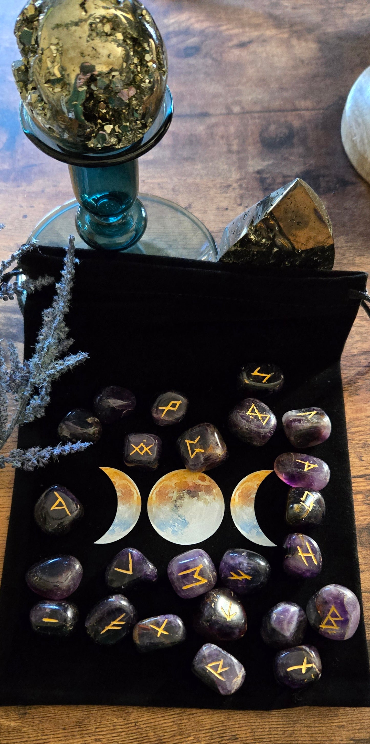 Amethyst Crystal Runes Set- Crystal Runes stones for Divination and Witchcraft