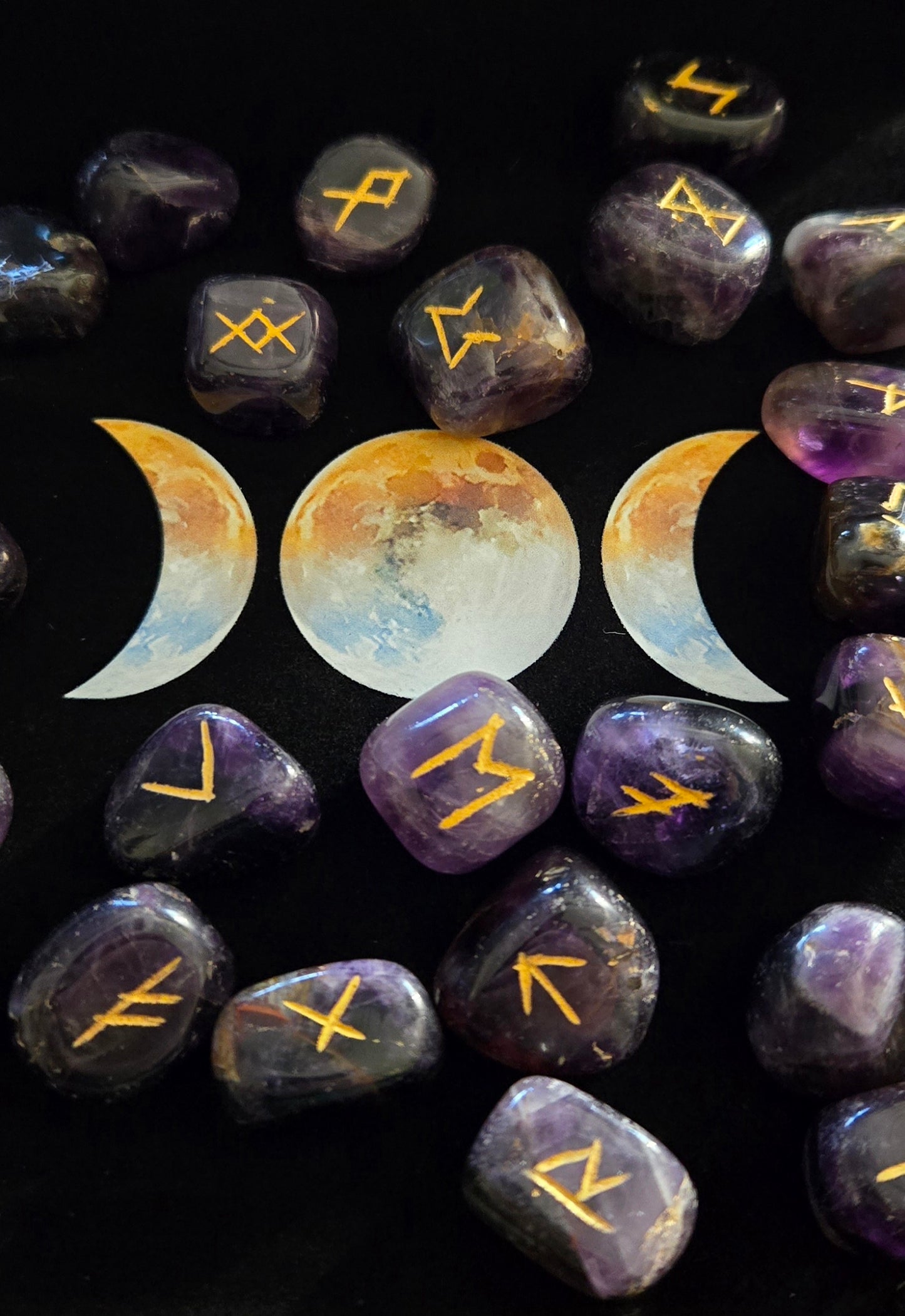 Amethyst Crystal Runes Set- Crystal Runes stones for Divination and Witchcraft