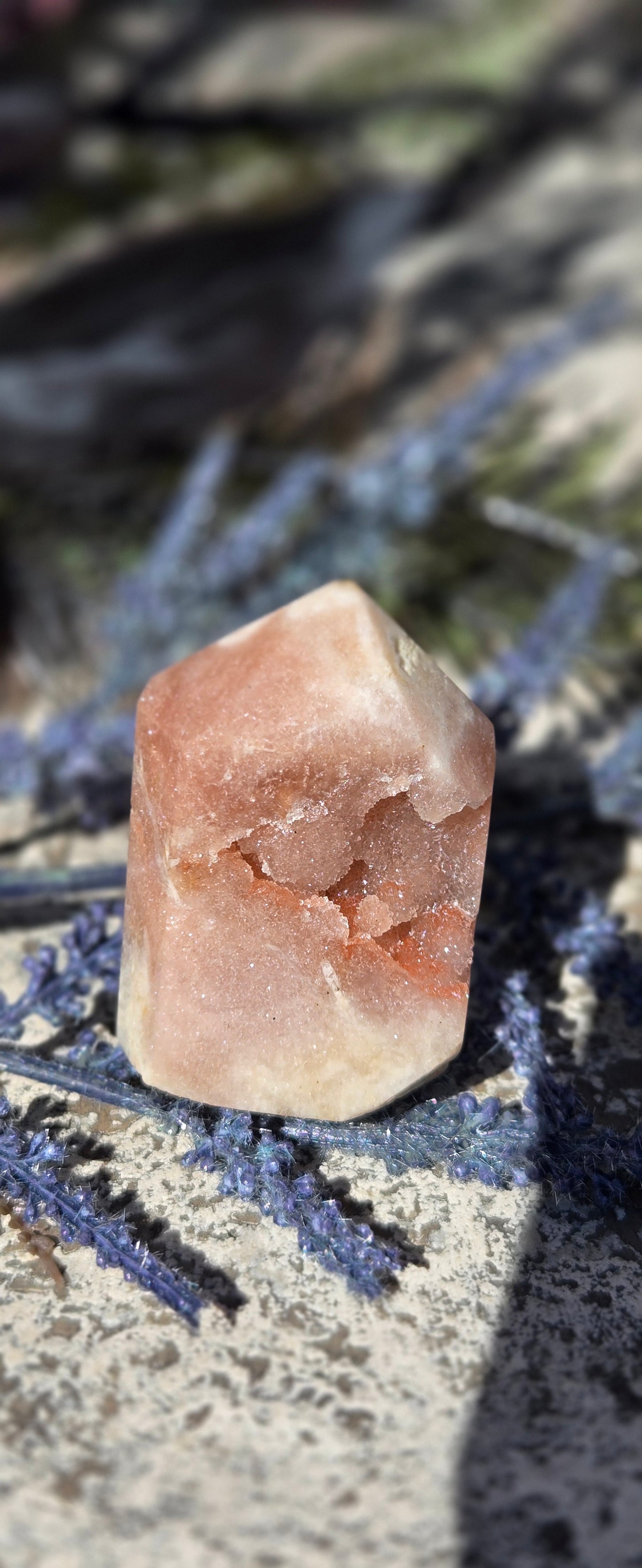 Druzy Pink Amethyst Obelisk Tower – Heart Chakra Crystal for Emotional Healing