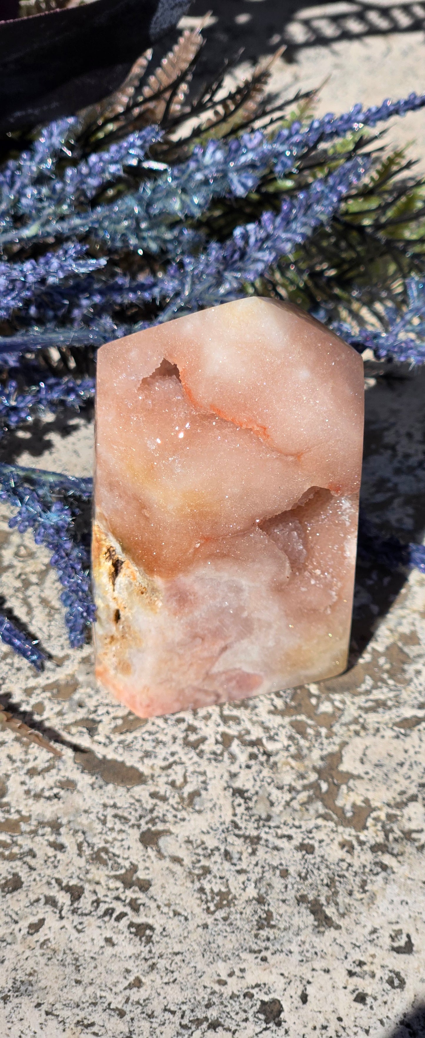 Druzy Pink Amethyst Obelisk Tower – Heart Chakra Crystal for Emotional Healing
