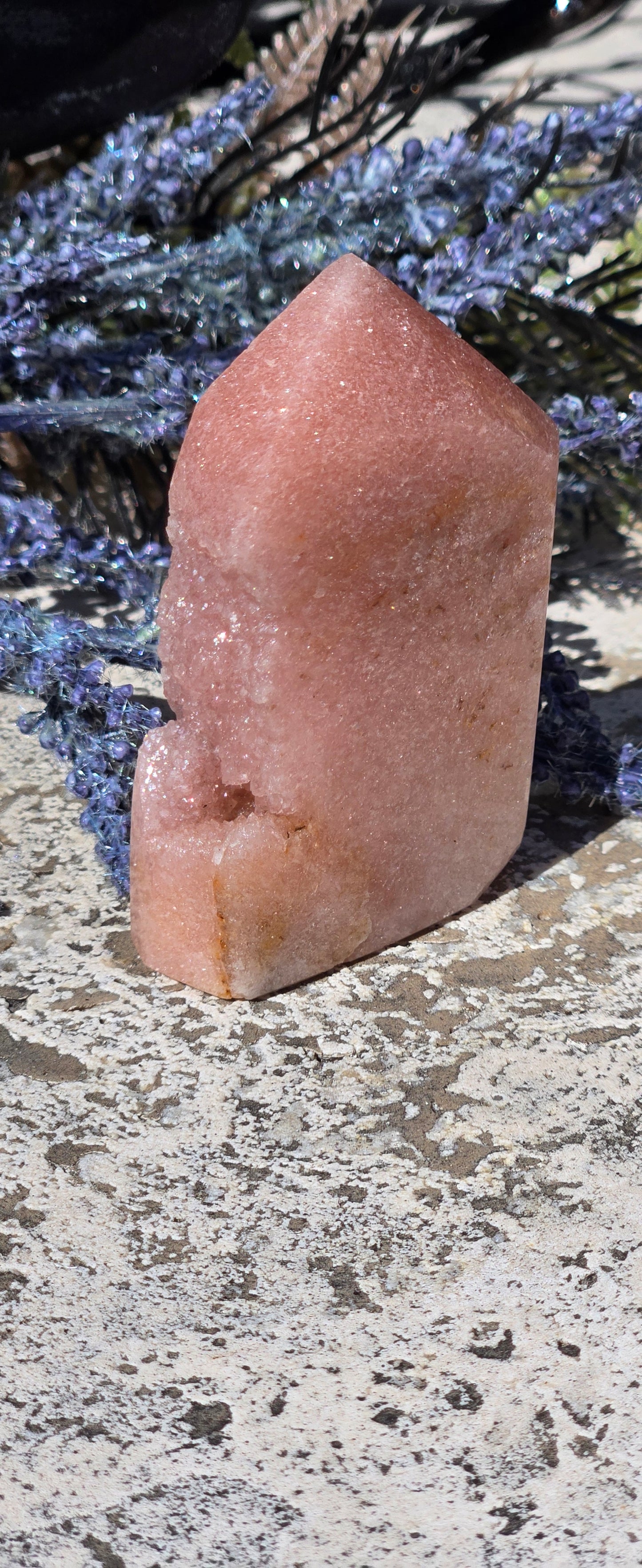 Druzy Pink Amethyst Obelisk Tower – Heart Chakra Crystal for Emotional Healing
