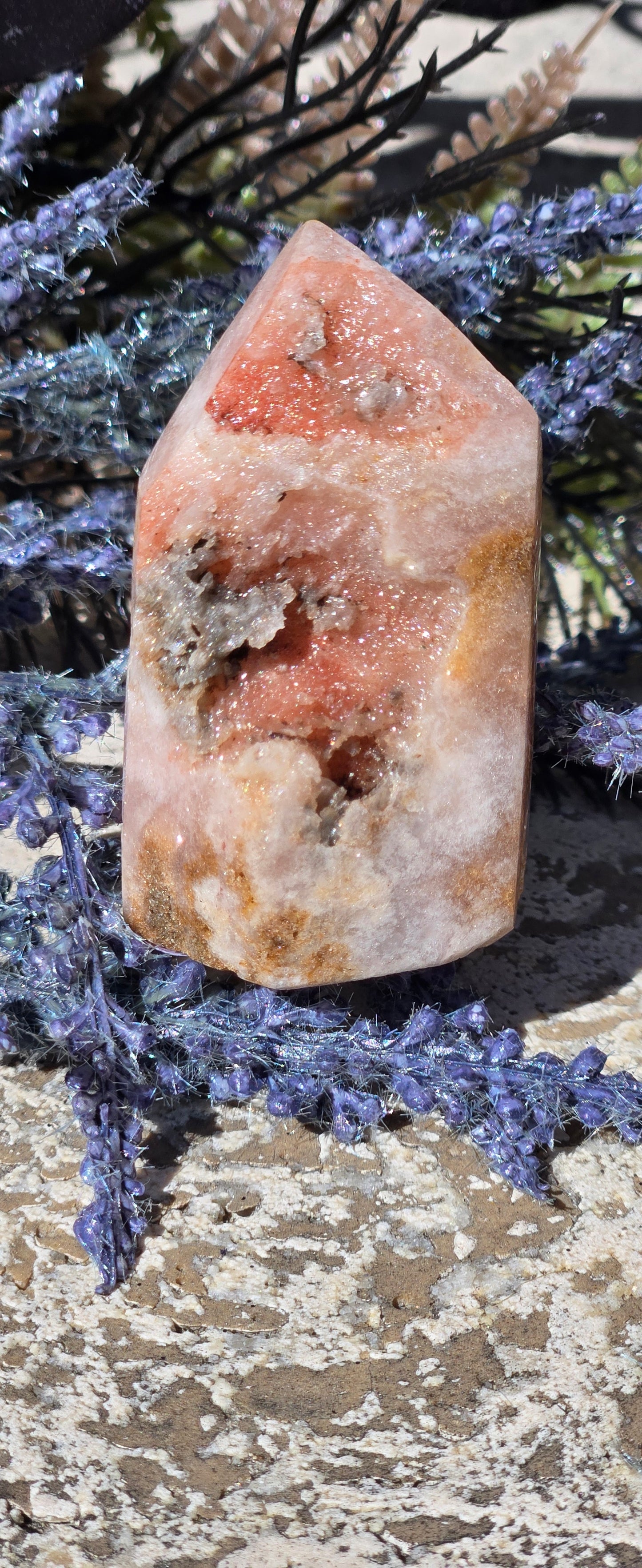 Druzy Pink Amethyst Obelisk Tower – Heart Chakra Crystal for Emotional Healing