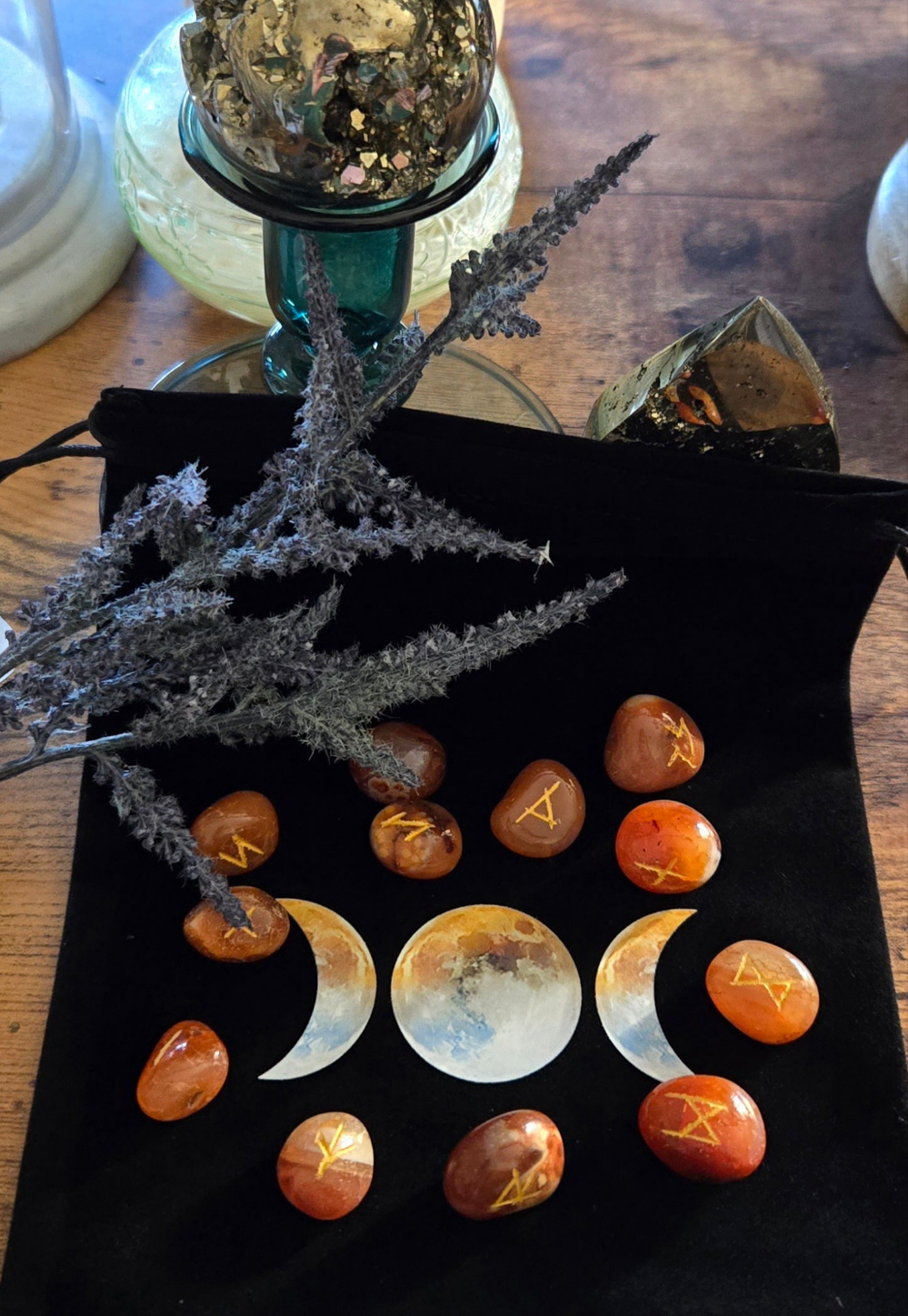 Carnelian Crystal Runes Set -Crystal Rune Stones for Courage & Divination