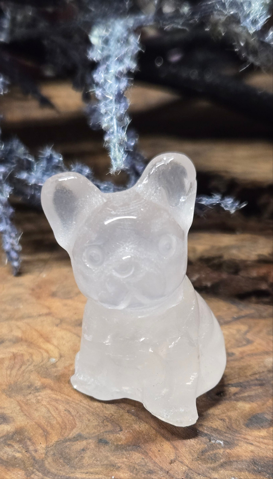 Crystal French Bulldog Figurine – Carved Gemstone Frenchie Dog Statue for Home Decor, Gifts & Altars