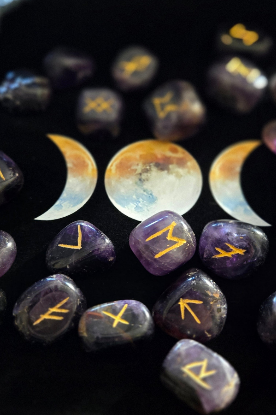 Amethyst Crystal Runes Set- Crystal Runes stones for Divination and Witchcraft