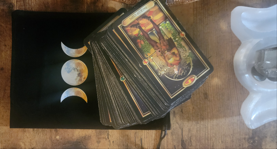 Triple Moon Tarot Bag – Goddess Moon Phase Pouch for Cards & Crystals