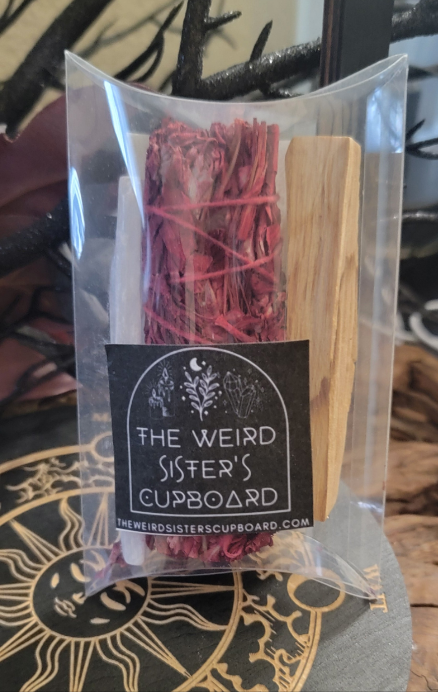 Dragon’s Blood Sage, Palo Santo & Selenite Bundle – Energy Cleanse Kit