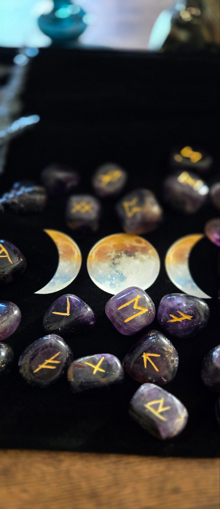 Amethyst Crystal Runes Set- Crystal Runes stones for Divination and Witchcraft