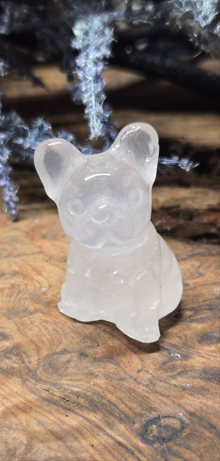 Crystal French Bulldog Figurine – Carved Gemstone Frenchie Dog Statue for Home Decor, Gifts & Altars