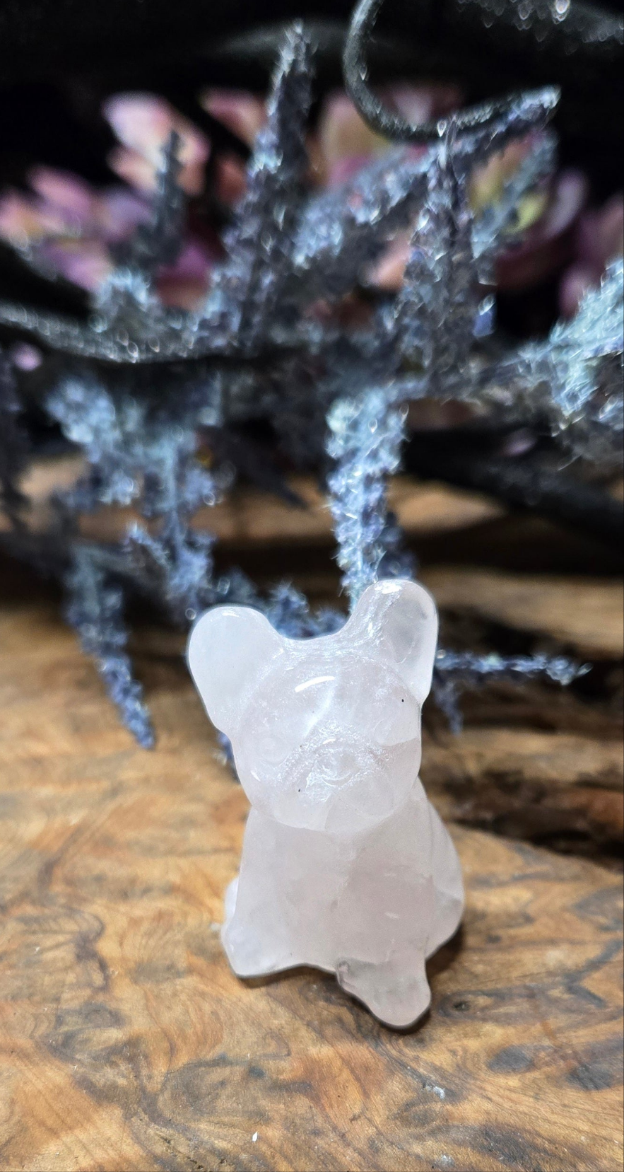 Crystal French Bulldog Figurine – Carved Gemstone Frenchie Dog Statue for Home Decor, Gifts & Altars