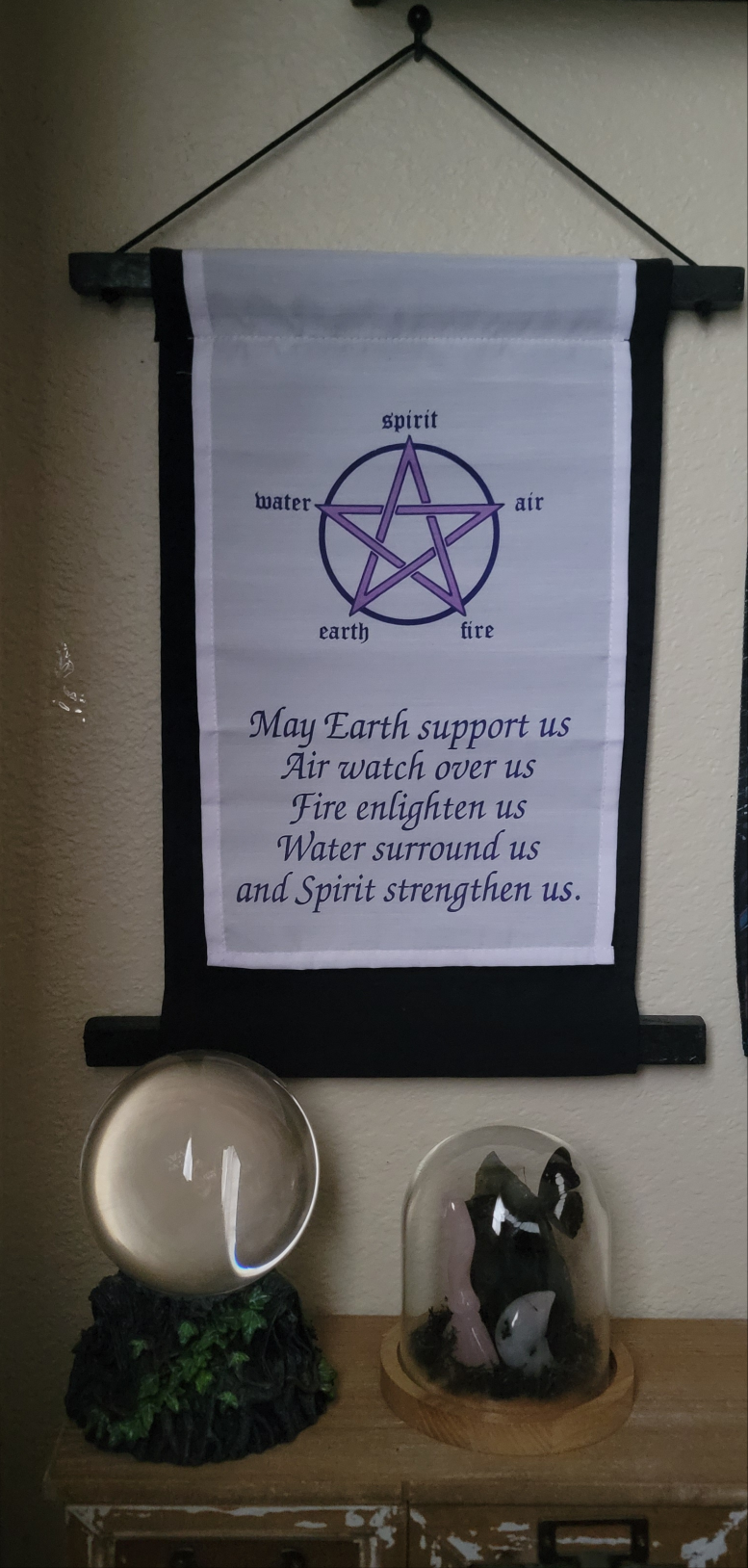 The Elements Prayer Wall Banner – Earth Air Fire Water Pagan Altar Decor