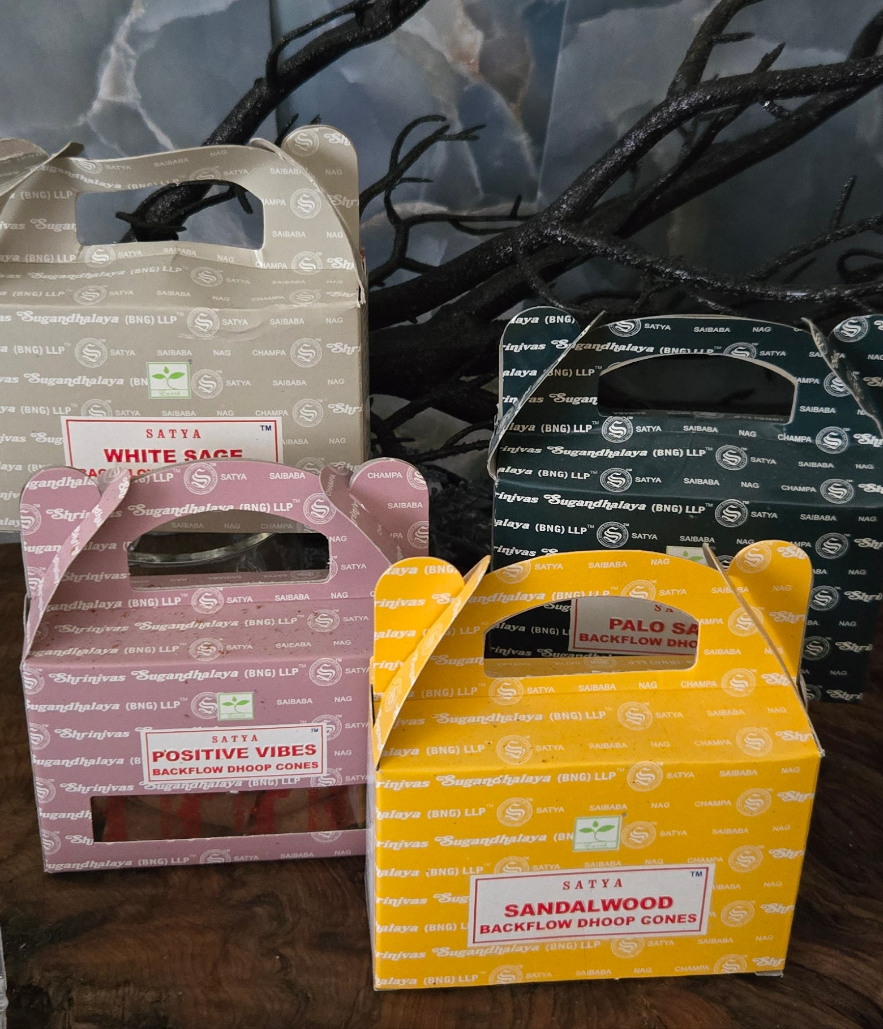 Backflow Incense Cones – White Sage, Palo Santo, Sandalwood, Positive Vibes