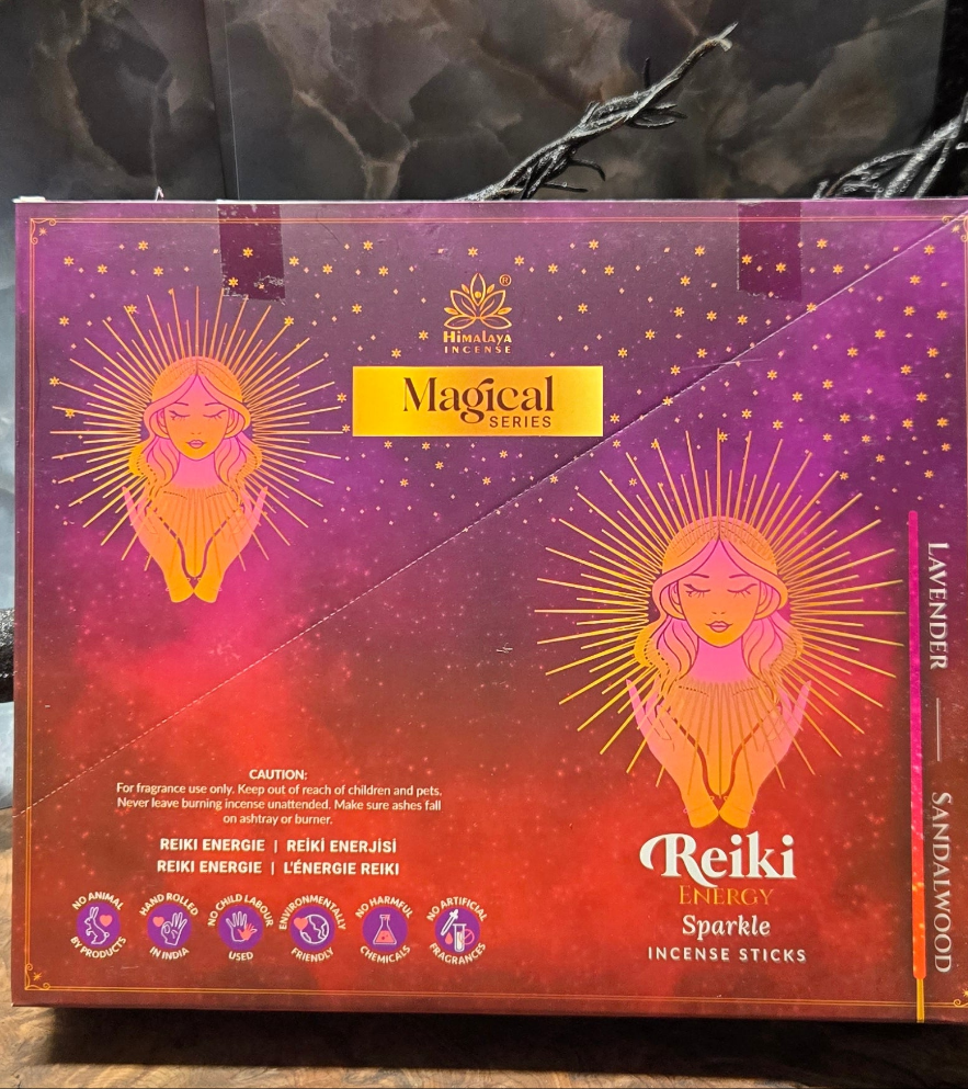 Reiki Energy Incense Sticks – Lavender & Sandalwood | Midnight Purple and Brown with Golden Glitter | Healing Aromatherapy