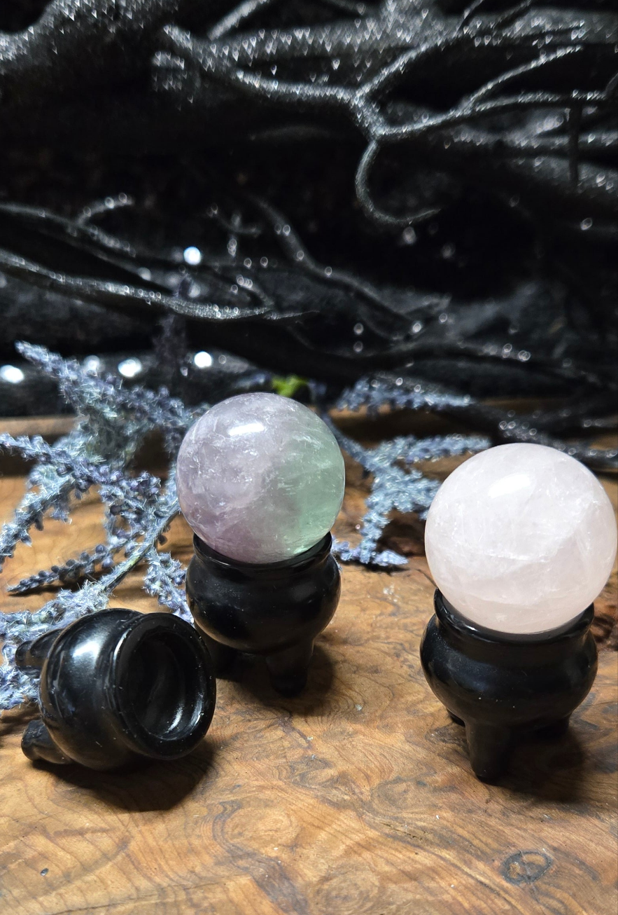 Crystal Cauldron and Crystal Sphere Set – Spiritual Altar Tools for Energy Healing and Meditation