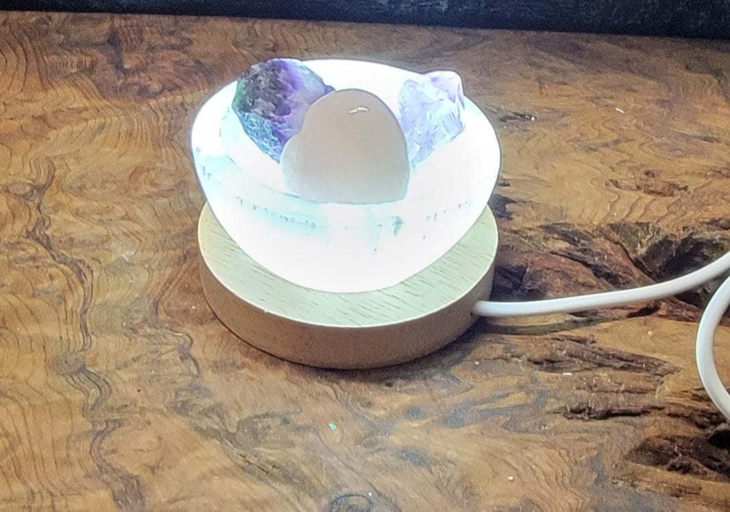 Sweet Dreams Crystal Night Light – Selenite, Amethyst & Rose Quartz