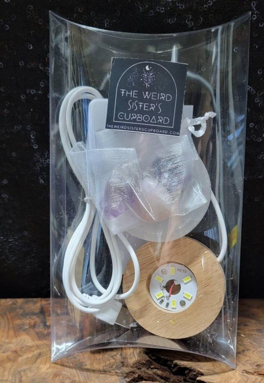 Sweet Dreams Crystal Night Light – Selenite, Amethyst & Rose Quartz