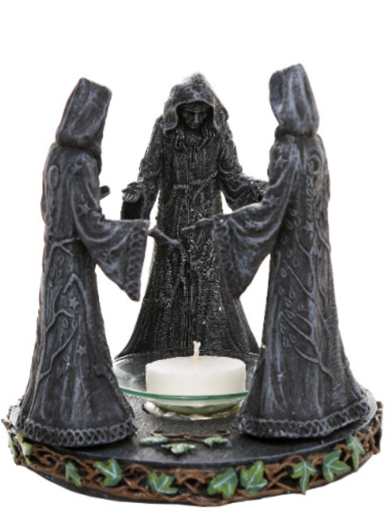 Triple Goddess Diffuser & Tealight Holder – Maiden Mother Crone Decor