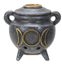 Triple Moon Cauldron Backflow Burner โ Witchy Incense Holder