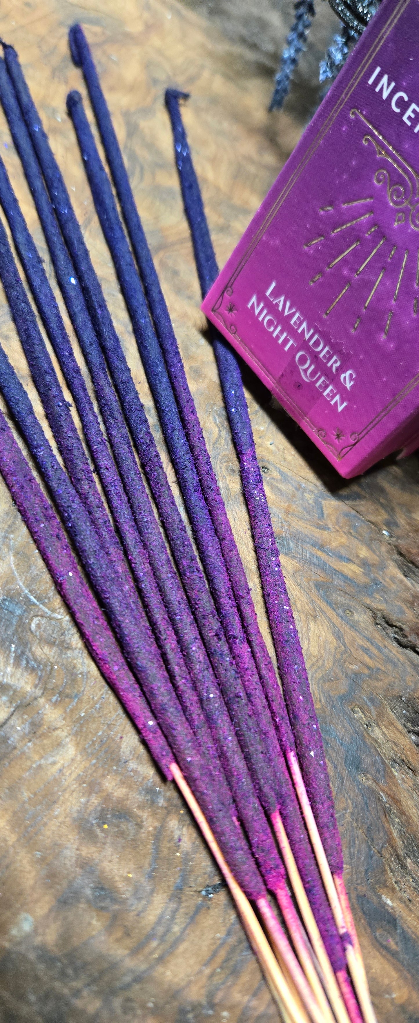 Moon Magic Incense Sticks – Lavender and Night Queen Scent with Purple and Pink Glitter for Lunar RitualS