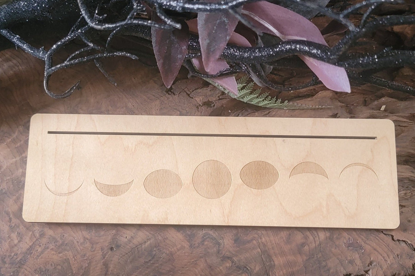 Triple Tarot Card Display Stand ā Engraved Lunar & Mystic Designs