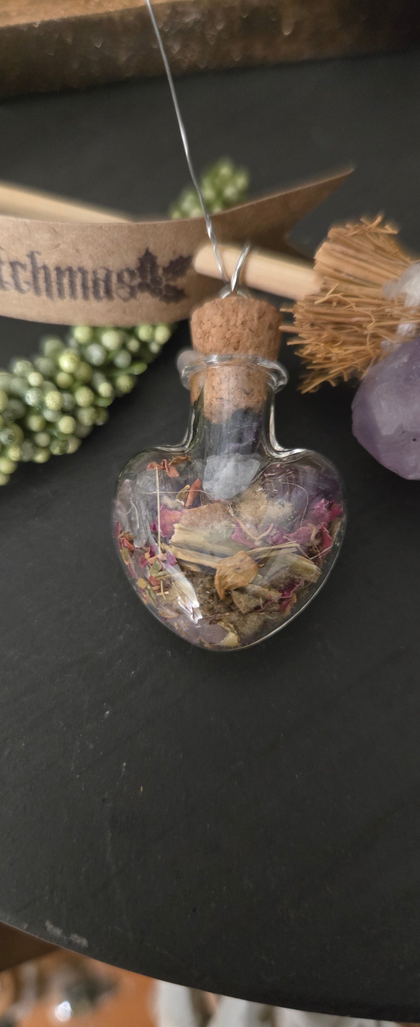 Witch’s Broom Merry Witchmas Ornament – Love Spell & Crystal Charm