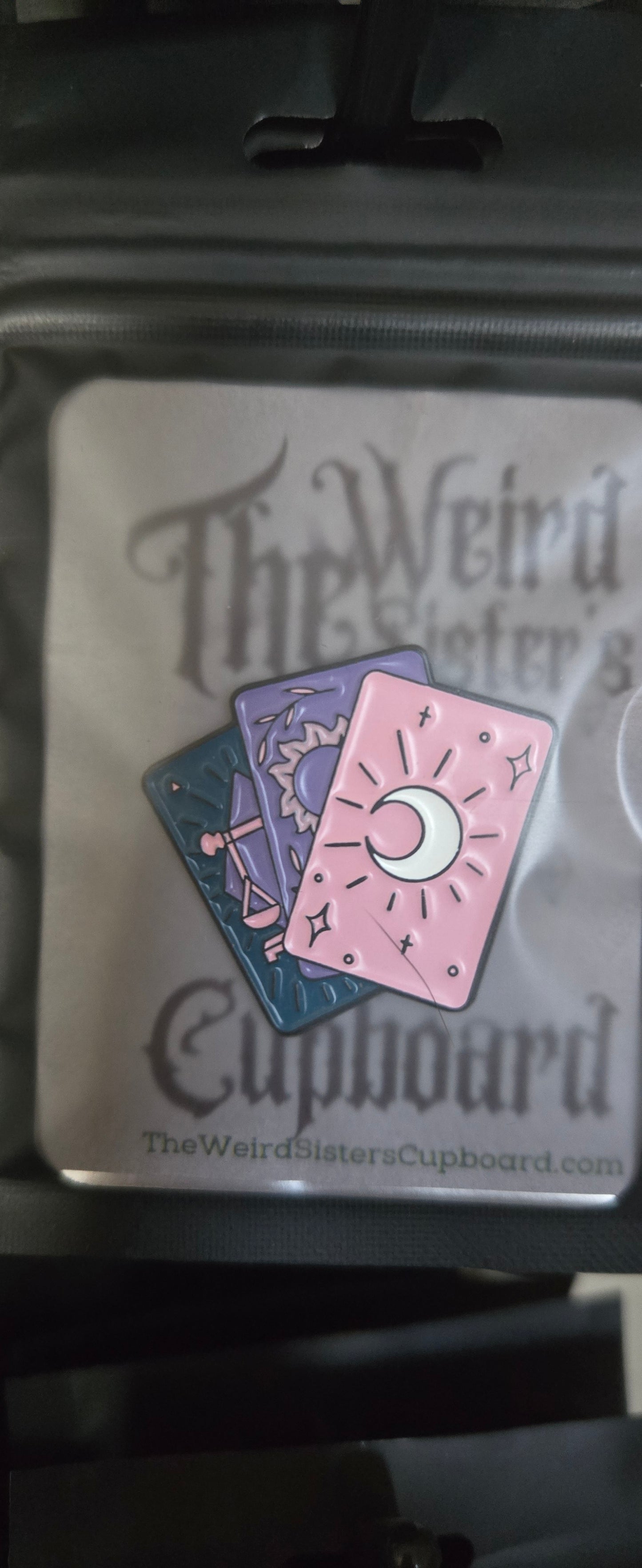 Tarot Spread Enamel Pin – Three Card Witchy Pin for Spiritual Readers