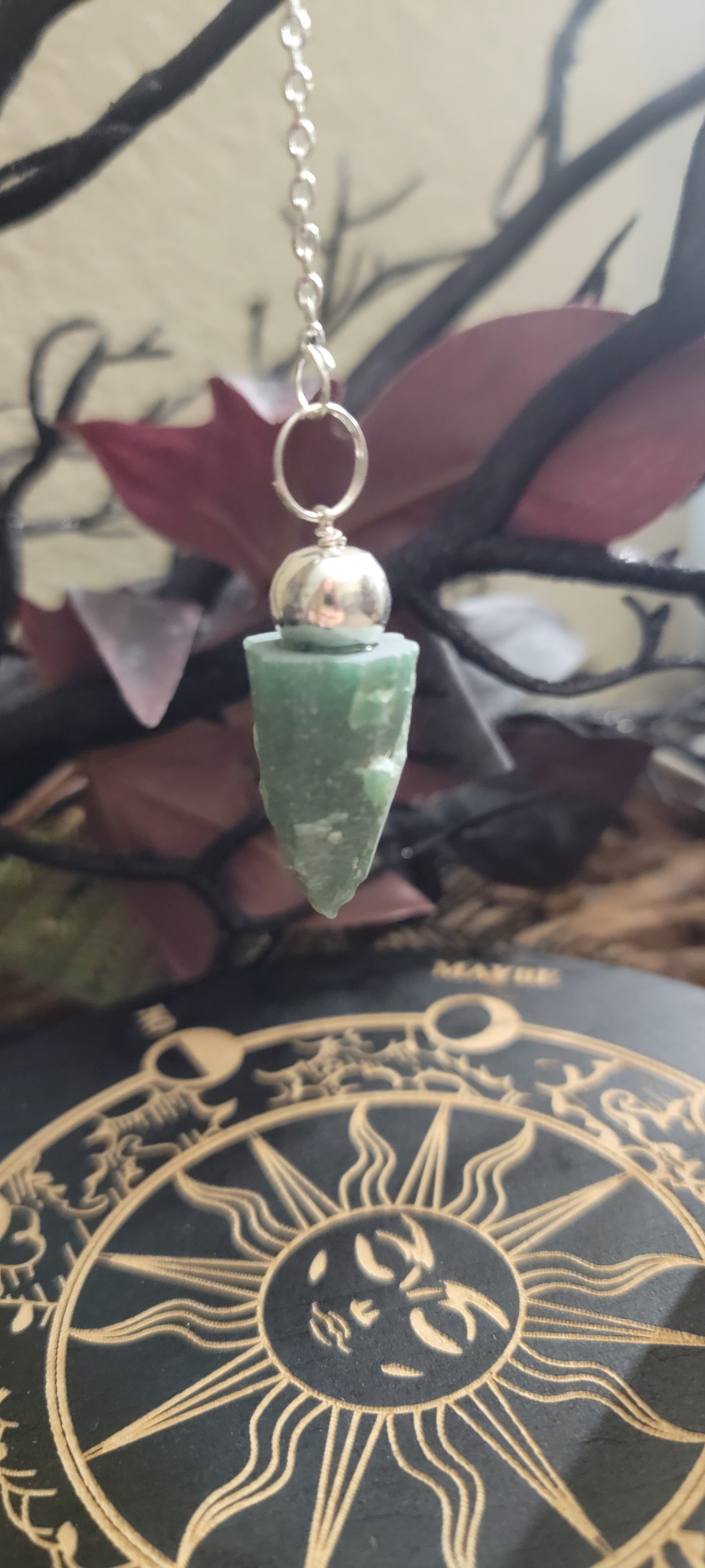 Green Aventurine Pendulum – Luck & Abundance Crystal for Divination & Chakra Healing