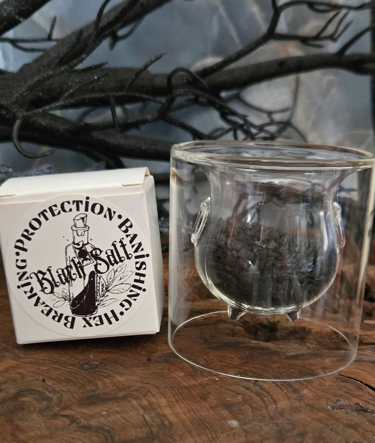 Witch’s Black Salt in Reusable Glass Jar — Protection, Banishing & Cleansing