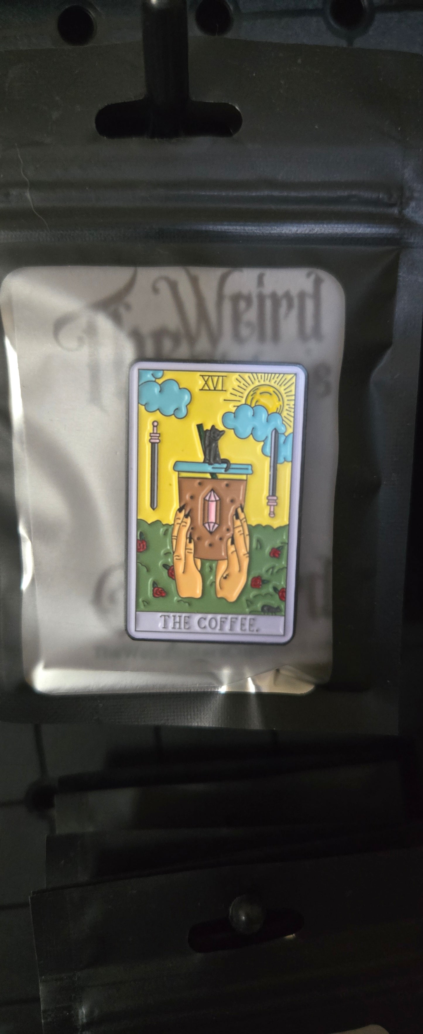 The Coffee Tarot Enamel Pin – Witchy Coffee Lover Tarot Pin