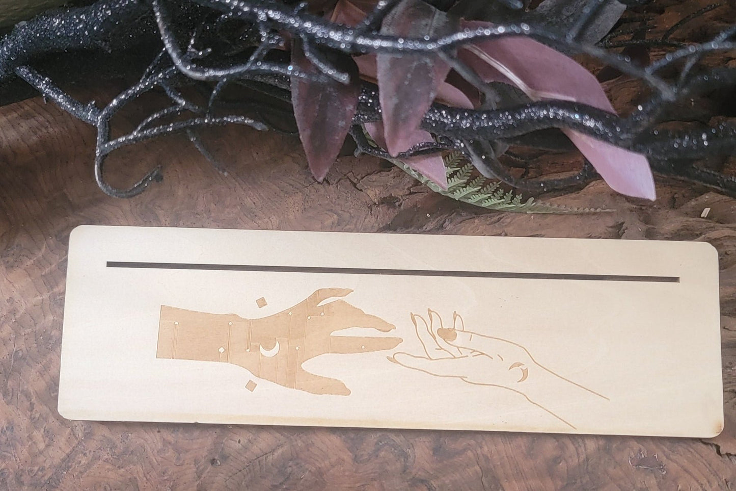 Triple Tarot Card Display Stand ā Engraved Lunar & Mystic Designs