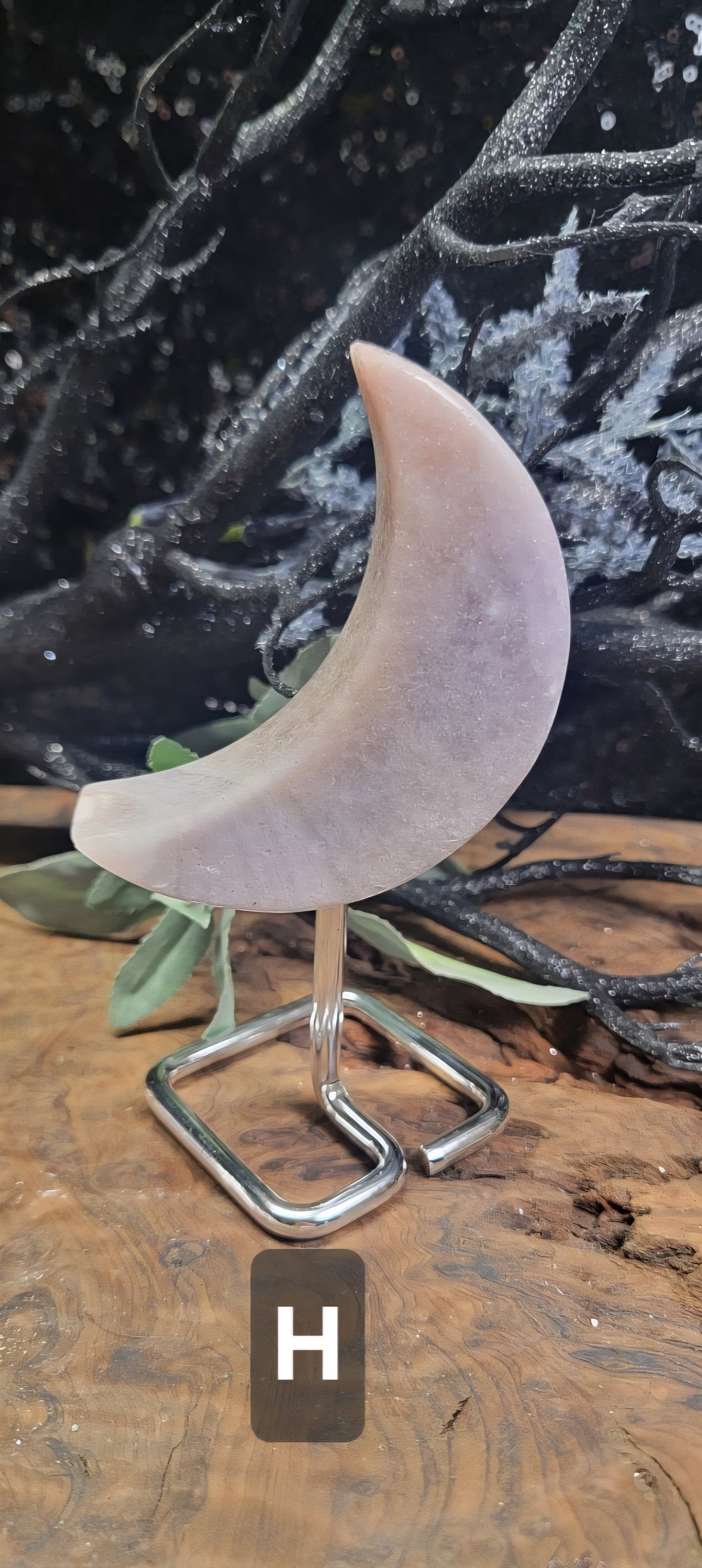 Brazilian Pink Amethyst Crescent Moon, Druzy Pink Amethyst Moon on Stand