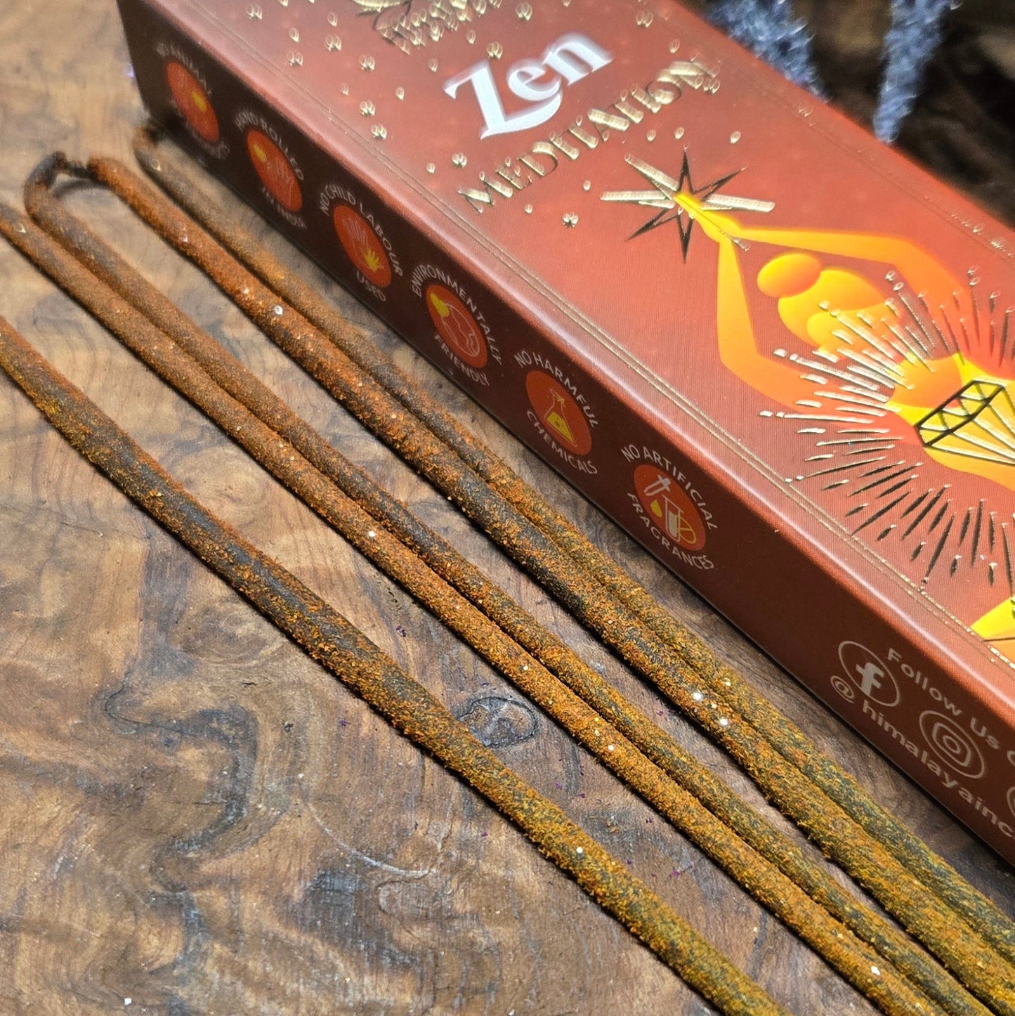 Zen Meditation Incense Sticks – Ylang Ylang & Cedar | Yellow & Brown with Golden Glitter | Calm & Grounded Aromatherapy
