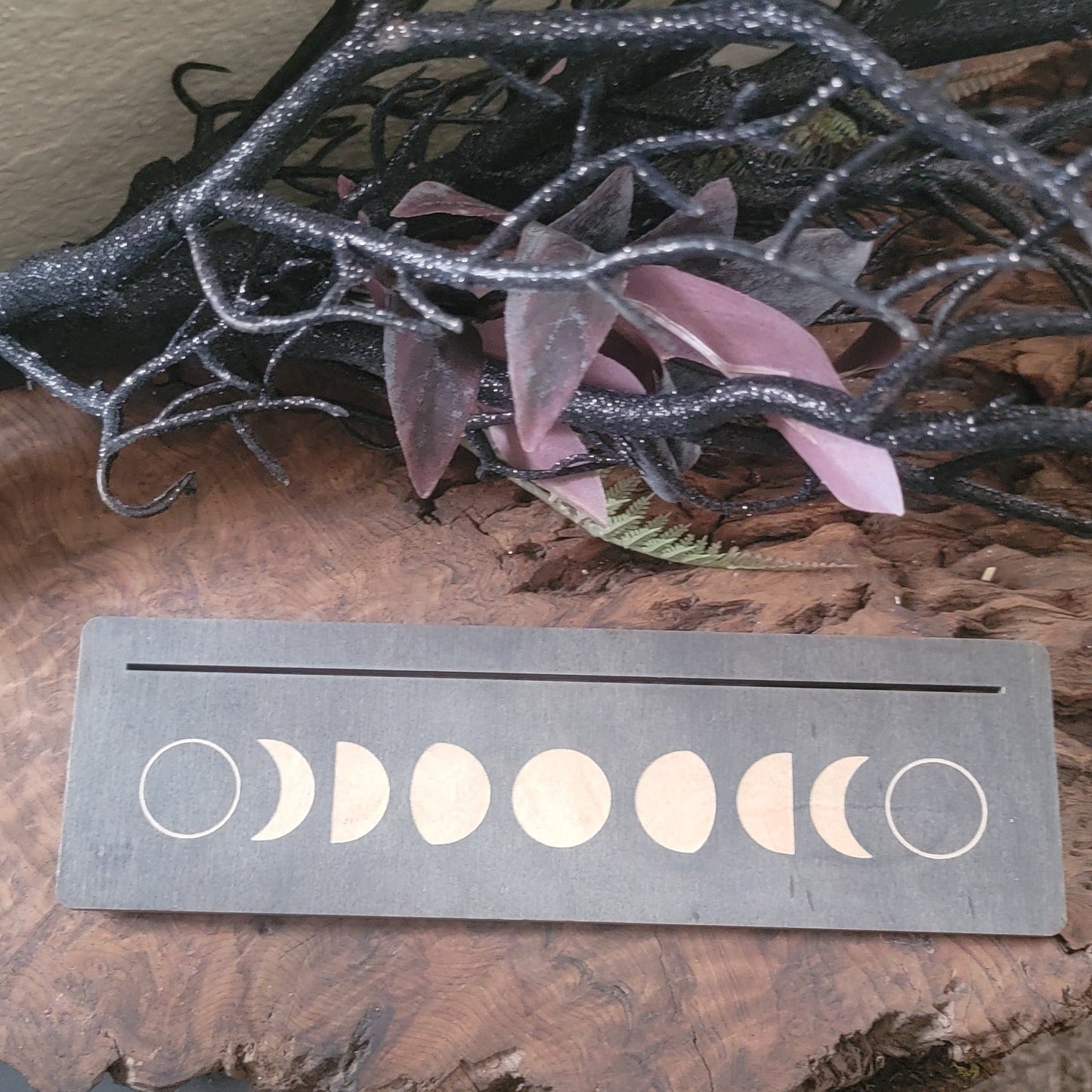 Triple Tarot Card Display Stand ā Engraved Lunar & Mystic Designs