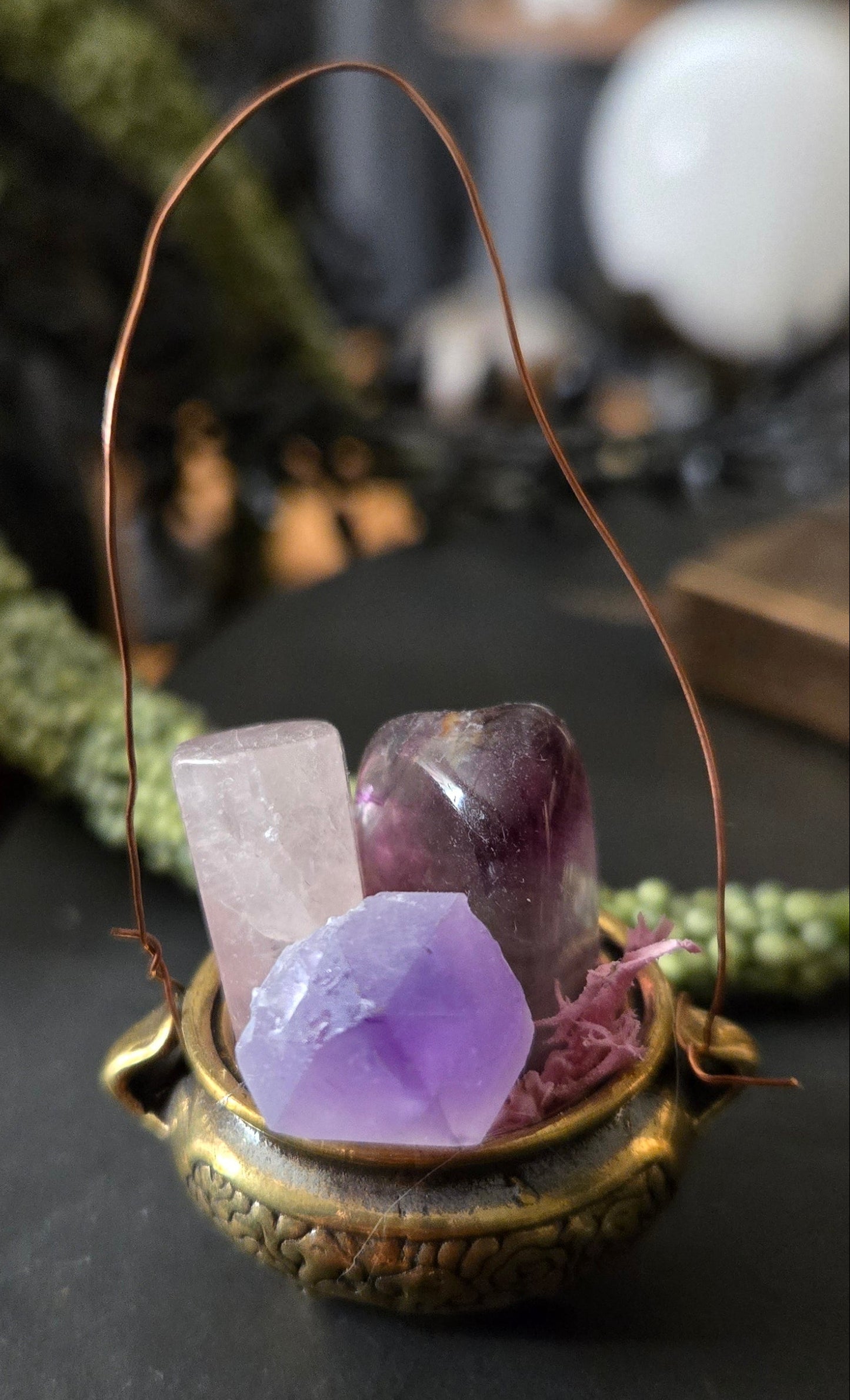 Brass Cauldron Crystal Ornament – Witchy Yule Tree Décor