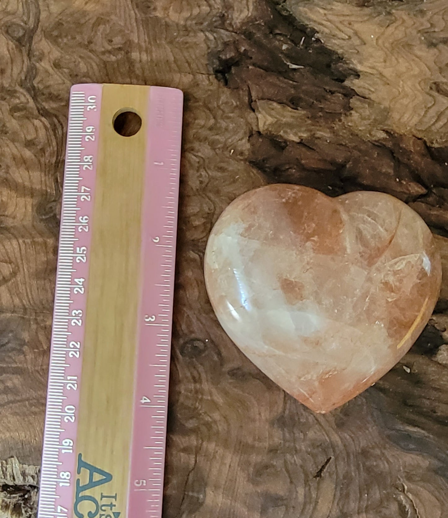 Hematoid Quartz Heart 3" – Fire Quartz Crystal for Clarity & Grounding