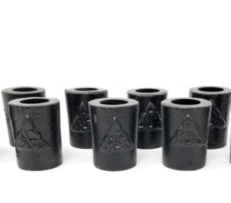 Cast iron chime candle holder with triquetra symbol