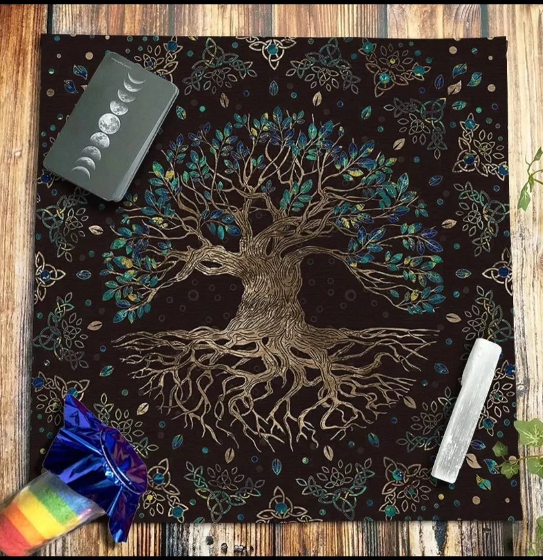 Tree of Life Tarot Cloth – Spiritual Altar Tapestry for Readings, Crystal Grids & Rituals