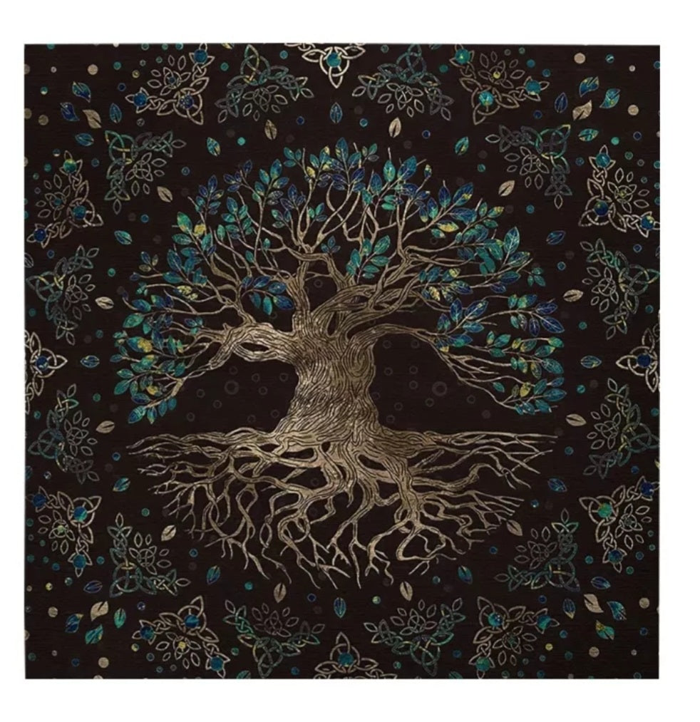 Tree of Life Tarot Cloth – Spiritual Altar Tapestry for Readings, Crystal Grids & Rituals