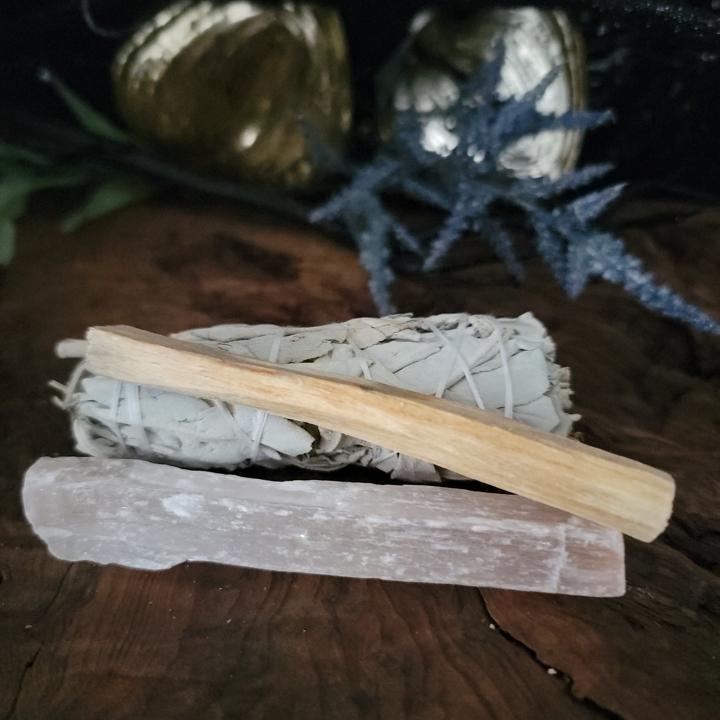 White Sage, Palo Santo & Peach Selenite bundle